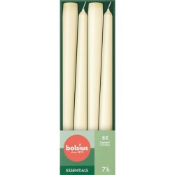 Bolsius Tapered Candles Ivory 24.5cm Decorative Household Candles Burning Time of 7 Hours Unscented Includes 50%