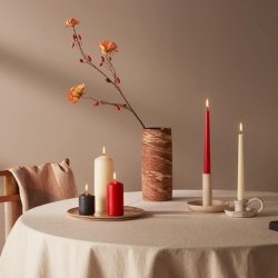 Bolsius Tapered Candles Red 24.5cm Decorative Household Candles Burning Time of 7 Hours Unscented Includes Natural