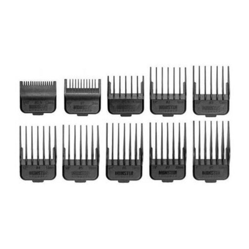 Monster Clippers Attachment Comb Set 10 Pieces Black