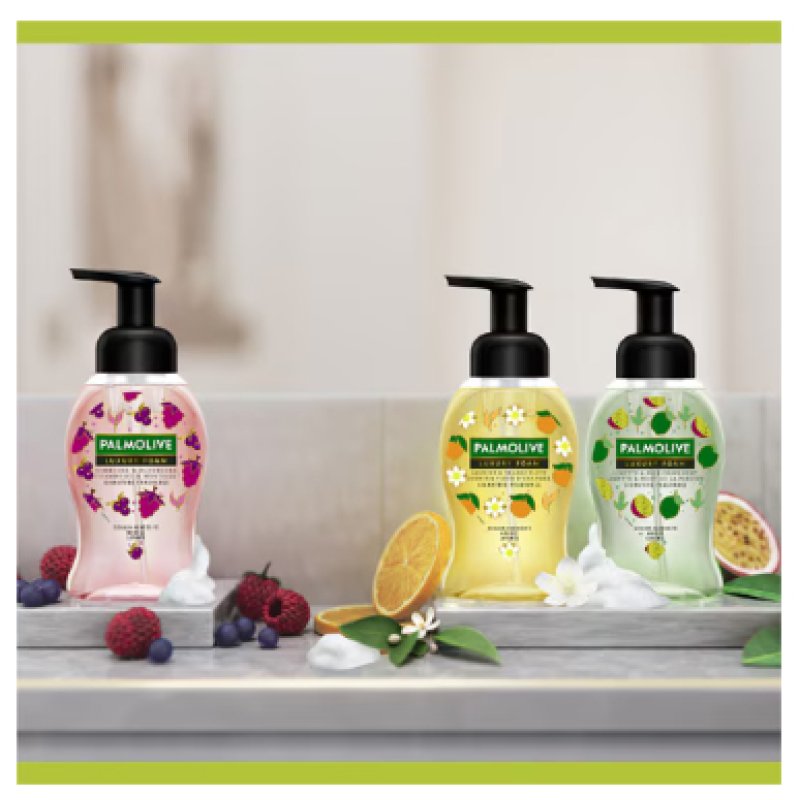 Palmolive Magic Softness Foam Hand Soap Test Pack Raspberry Jasmine Lime 250ml Each with Busy Block