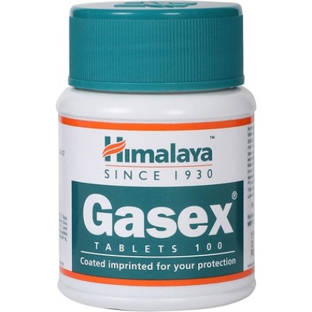 Gasex All Natural Digestive Support Antiflatulent Bloating Relief 100 Gluten-Free Tablets by Himalaya