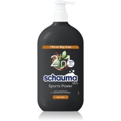Schwarzkopf Schauma MEN 2 in 1 Shower Gel and Shampoo - Sports Power 750 ml for Men