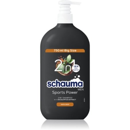 Schwarzkopf Schauma MEN 2 in 1 Shower Gel and Shampoo - Sports Power 750 ml for Men