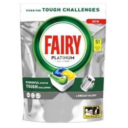 Fairy Platinum All In One Dishwasher Capsules Lemon - 51 Pieces