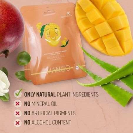 Mango Sheet Mask Beauty Mask Rich Essence for Radiant Youthful Skin Vitamins A and C Natural Antioxidants for Firmness