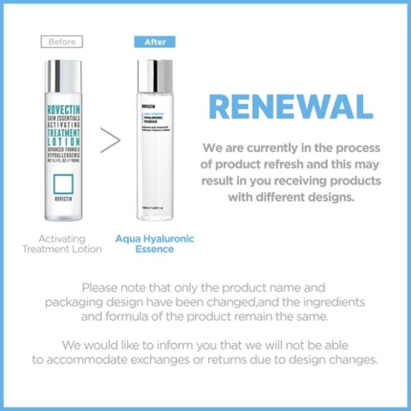 ROVECTIN Aqua Hyaluronic Essence 7 Layers Hyaluronic Acid Facial Toner with Niacinamide for Glass Skin Panthenol for