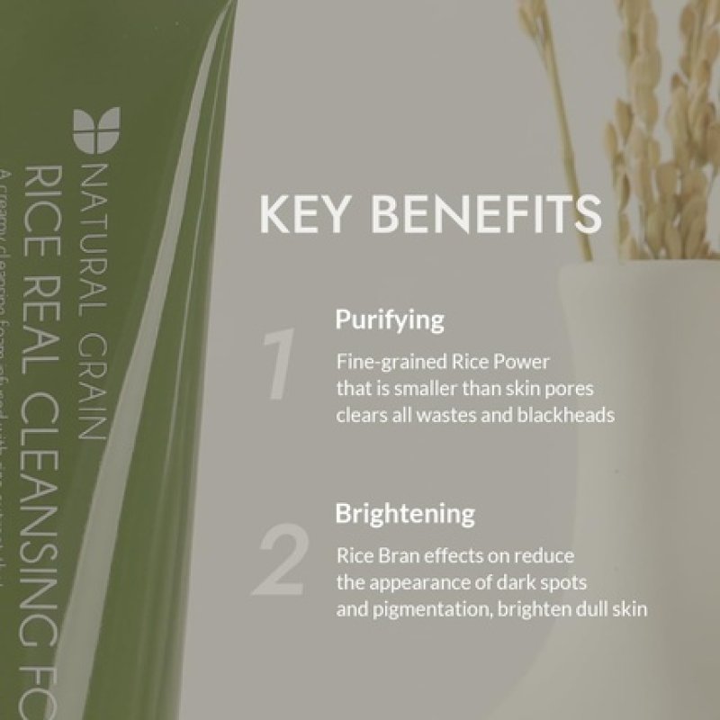 Mizon Natural Grain Rice Real Cleansing Foam 5.07 Fl Oz 150ml