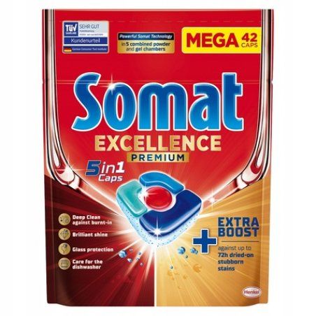 Somat Excellence Premium 4in1 Caps Dishwasher Capsules 42 Pieces