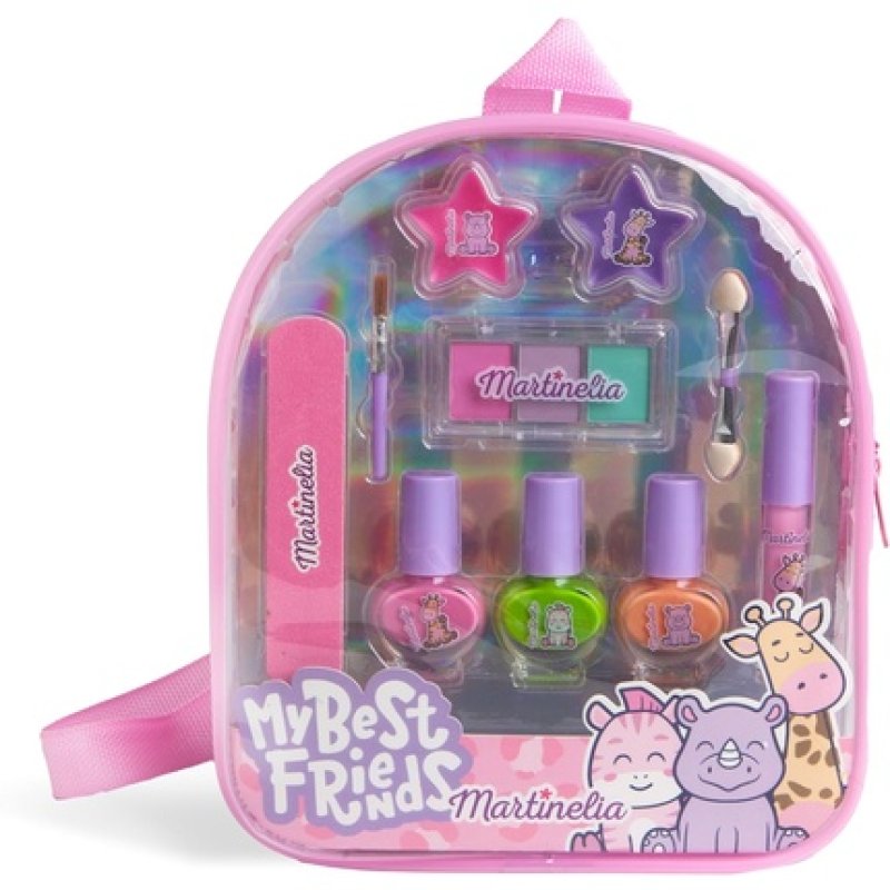 AQUARIUS Martinelia Best Friends Backpack Girls Cosmetic Set with Kids Nail Polish Lip Gloss and Powder Perfect Kids