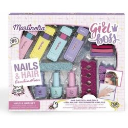 MARTINELIA Supergirl Hair & Nails Set Children's Make-Up with Hair Chalk Pens and Nail Polish Perfect Gift for Girls