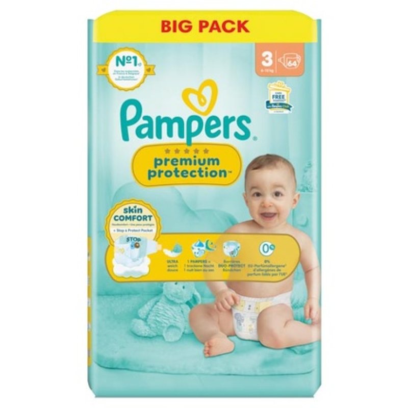Pampers Premium Protection Diapers Size 3 6-10 Kg 64 Count