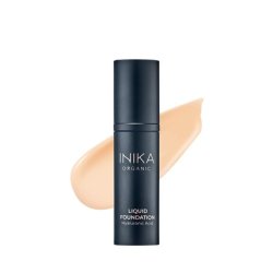 INIKA Organic Full Coverage Liquid Foundation Makeup with Hyaluronic Acid and Argan Oil Vegan for Skin Elasticity and