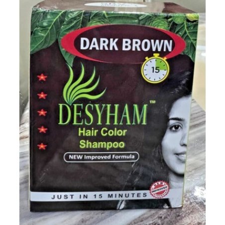 Deshyam Hair Darkening Shampoo Hair Dye 28ml x 5 Packs Dark Brown