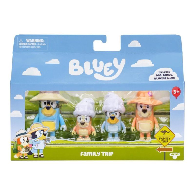 BlueY Coffret de 4 Figurines, Voyage en Famille, Figurines articulées de 6 cm