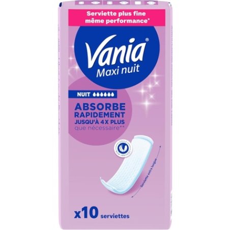 Vania Maxi Night Sanitary Pads 10 Pieces Thinner