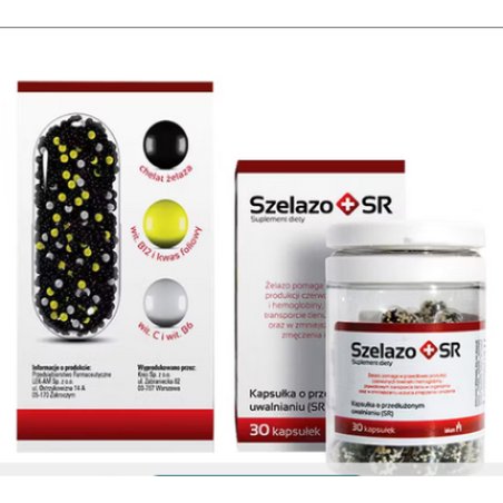 Szelazo SR Iron 30 Capsules Blood Folic Acid Vitamin C B6 B12 Nervous System