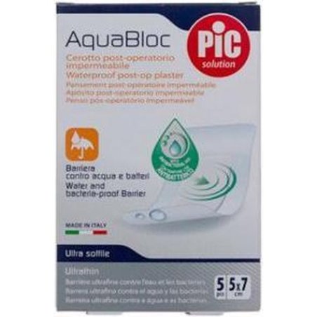 Pic Aquabloc Sterile Waterproof Post-Op Plaster With Bactericide 5 X 7cm 5 U
