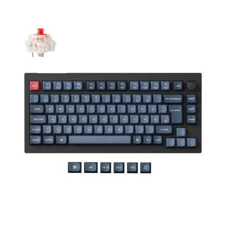 V1 Max (schwarz/blaugrau, DE-Layout, Gateron Jupiter Red, Hot-Swap, RGB)