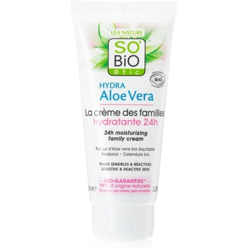 So'bio Etic Hydra Aloe Vera 24 Hours Hypoallergenic Moisturizer for Sensitive and Reactive Skin