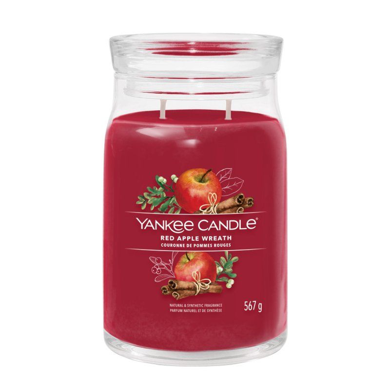 Yankee Candle Red Apple Wreath bougie en cire Cylindre Fruité Rouge 1 pièce(s)