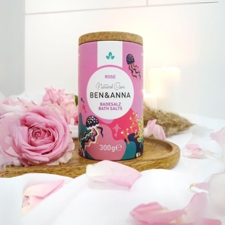 Ben & Anna Premium Rose Bath Salts for Muscle Relaxation with Sea Salt