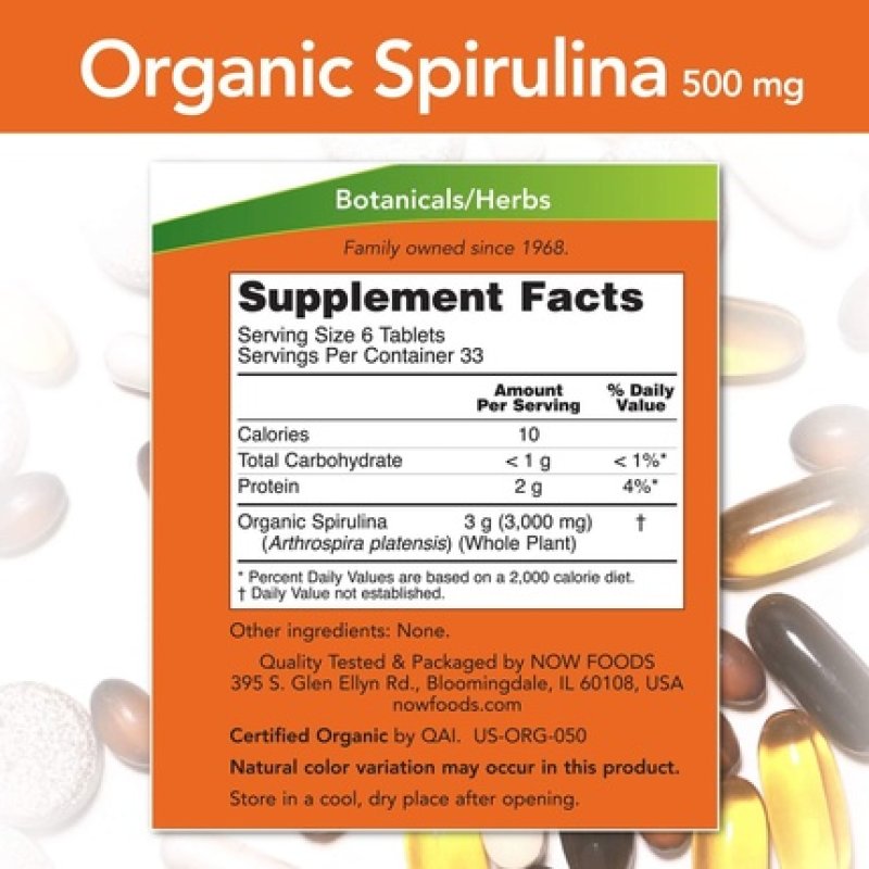Now Foods Organic Spirulina Tablets 200 Tablets