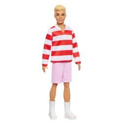 Barbie Fashionistas Ken Doll 241 in Red Striped Top and Pink Shorts with White Sneakers, Blonde