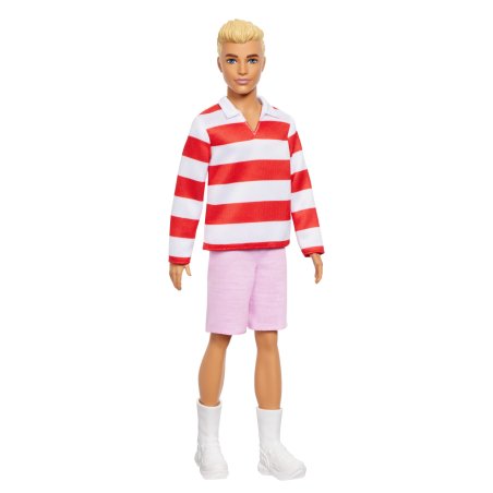Barbie Fashionistas Ken Doll 241 in Red Striped Top and Pink Shorts with White Sneakers, Blonde