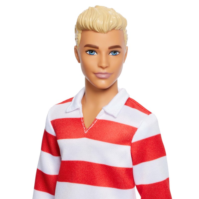 Barbie Fashionistas Ken Doll 241 in Red Striped Top and Pink Shorts with White Sneakers, Blonde