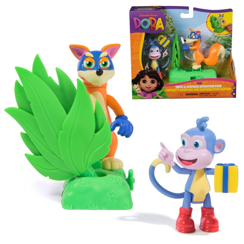 Dora, Swipe & Surprise Adventure Pack, with Boots & Swiper Toy Figures and 2 Accessories, Kids Toys for Girls & Boys