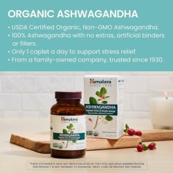 Himalaya Organic Ashwagandha Herbal Supplement for Stress Relief 670mg 60 Caplets