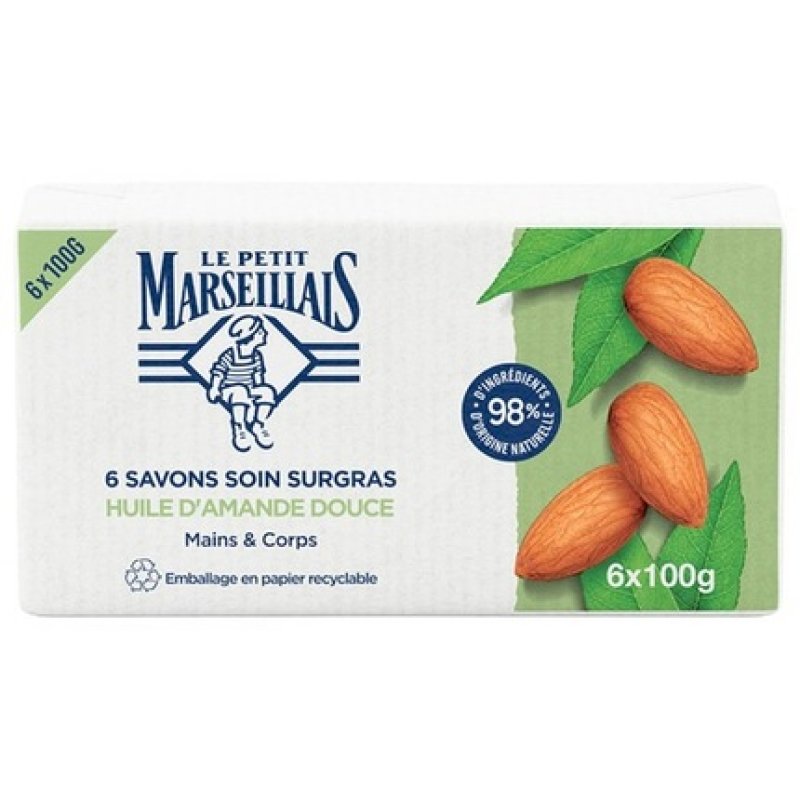 Le Petit Marseillais Superfatted Care Soap with Sweet Almond Oil 100g - Pack of 6