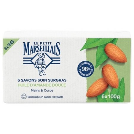 Le Petit Marseillais Superfatted Care Soap with Sweet Almond Oil 100g - Pack of 6