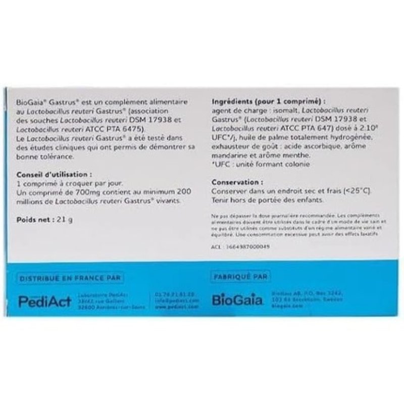 Biogaia Gastrus L. Reuteri Gastrus DSM 17938 ATCC PTA 6475