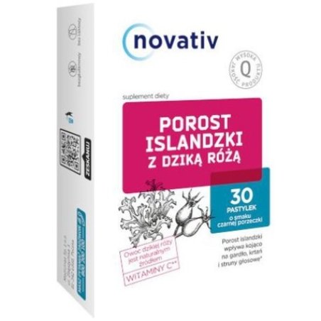 Novativ Pastylki do ssania porost islandzki z dziką różą 30 tabl.