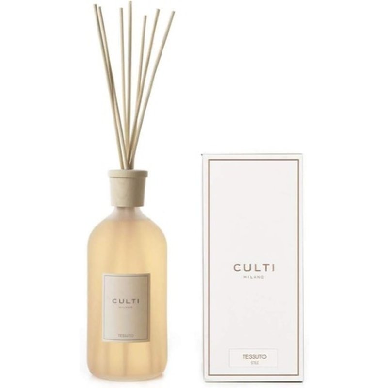 Culti Diffuser Sticks Style Milano 1000ml - Fabric, Marrow, Cassis Leaves and Musk - 3 Months Duration - 10 to 20 sqm