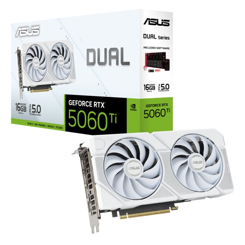 ASUS Dual -RTX5060TI-16G-WHITE NVIDIA GeForce RTX 5060 Ti 16 GB GDDR7