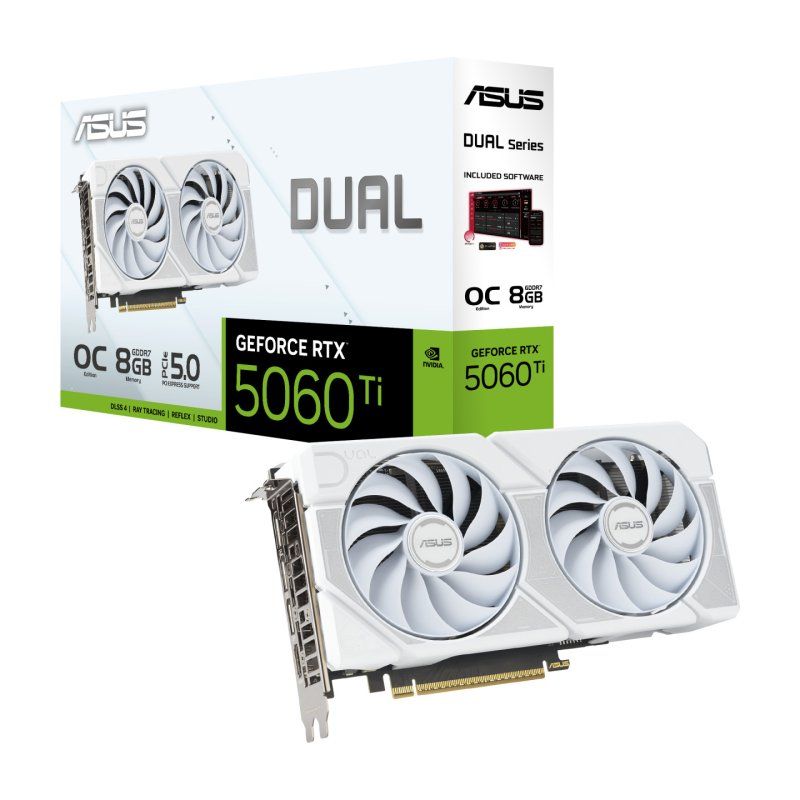 ASUS Dual -RTX5060TI-O8G-WHITE NVIDIA GeForce RTX 5060 Ti 8 Go GDDR7