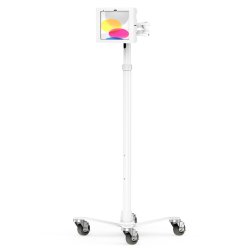 Compulocks iPad 10th-11th (A16) Gen, Apex Enclosure Medical Rolling Cart Extended - White