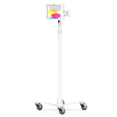 Compulocks iPad 10th-11th (A16) Gen, Apex Enclosure Medical Rolling Cart Extended - White