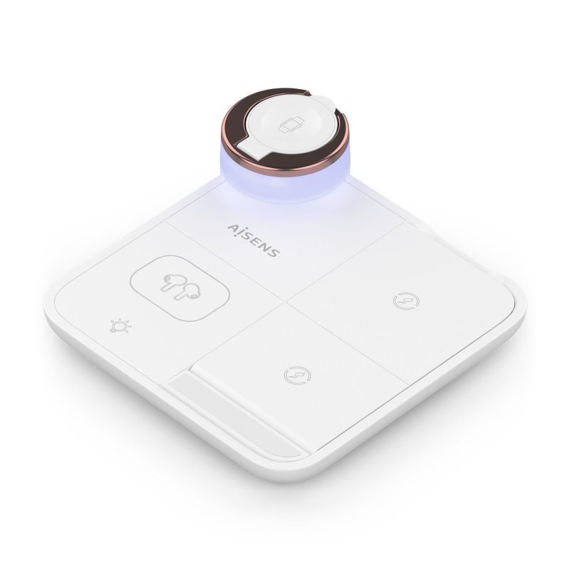 AISENS ASCH-15W4WC061-W chargeur d'appareils mobiles Écouteurs, Smartphone, Smartwatch Blanc USB Recharge sans fil