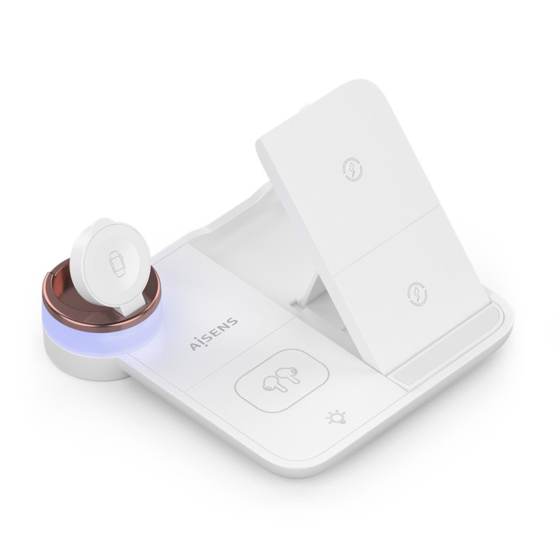 AISENS ASCH-15W4WC061-W chargeur d'appareils mobiles Écouteurs, Smartphone, Smartwatch Blanc USB Recharge sans fil