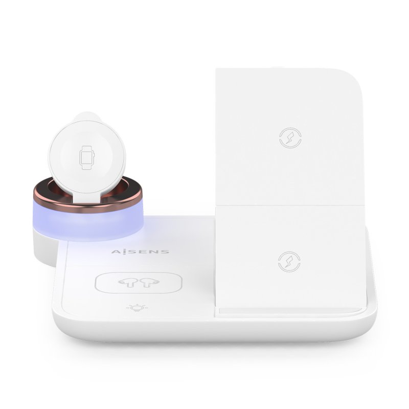 AISENS ASCH-15W4WC061-W chargeur d'appareils mobiles Écouteurs, Smartphone, Smartwatch Blanc USB Recharge sans fil