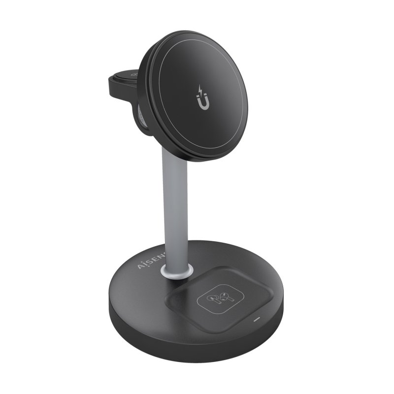 AISENS ASCH-15W3WC066-BK chargeur d'appareils mobiles Écouteurs, Smartphone, Smartwatch Noir USB Recharge sans fil