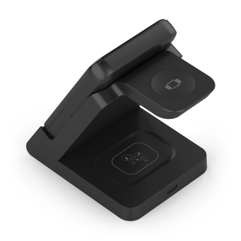 AISENS ASCH-15W4WC064-BK mobile device charger Headphones, Smartphone, Smartwatch Black USB Wireless charging Indoor