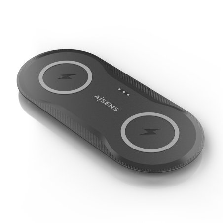 CARGADOR AISENS INALAMBRICO USB-C 15W 2 EN 1 MOVIL AURICULARES NEGRO