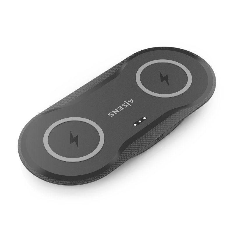 CARGADOR AISENS INALAMBRICO USB-C 15W 2 EN 1 MOVIL AURICULARES NEGRO