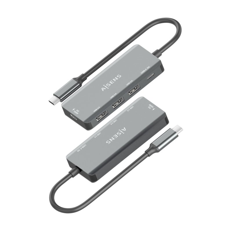 HUB AISENS USB 3.1 USB-C 1XPD 100W 1XUSB-C 3.0 3XUSB-A 2.0 GRIS 15CM