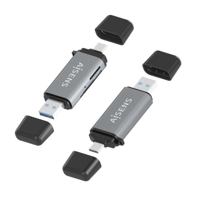 LECTOR TARJETAS AISENS SD MICRO SD MMC RS-MMC MMC MICRO USBA USBC GRIS