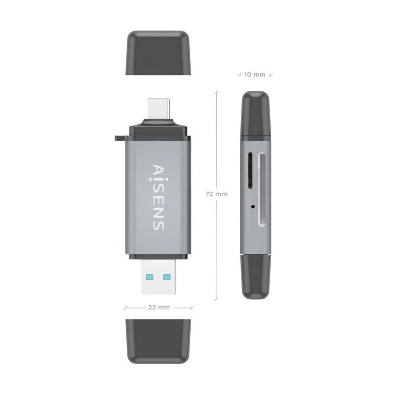 AISENS ASCR-2AC11-GR card reader USB 3.2 Gen 1 (3.1 Gen 1) Type-A/Type-C Grey